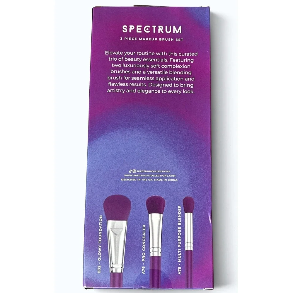 Spectrum Collections 3 Piece Makeup Brush Set B32 A76 A75 Purple Vegan NEW